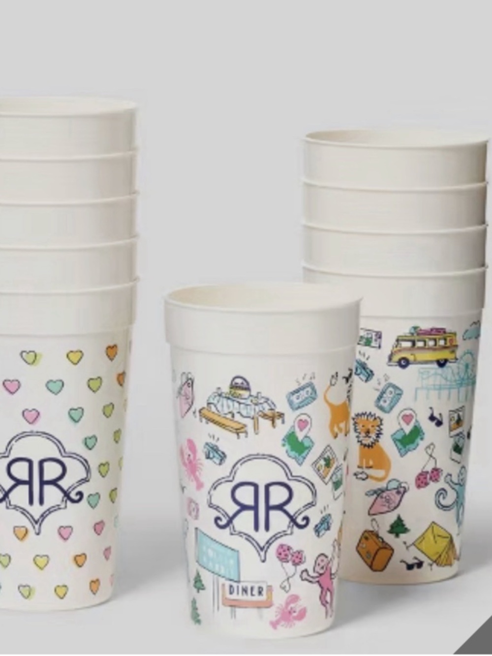 Roller Rabbit x Target Disco Hearts Road Trip 10ct Souvenir Cups RARE